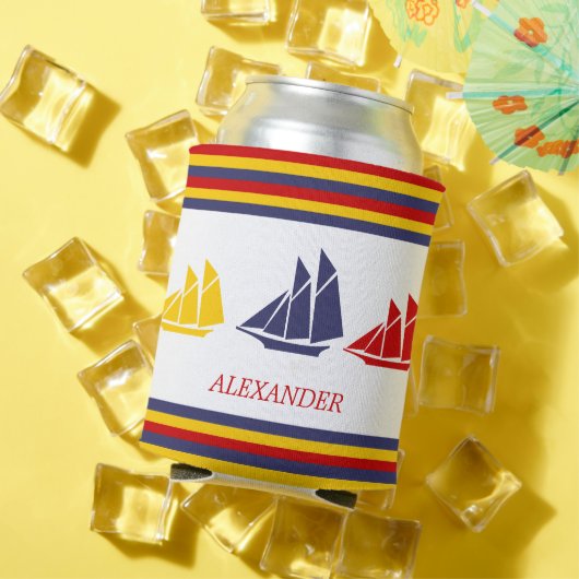 Zeilboten met blauwe rode rode zwarte Zeekreep Str Blikjeskoeler (Insitu Zomer)