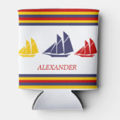 Zeilboten met blauwe rode rode zwarte Zeekreep Str Blikjeskoeler (Voorkant)