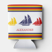 Zeilboten met blauwe rode rode zwarte Zeekreep Str Blikjeskoeler (Achterkant)