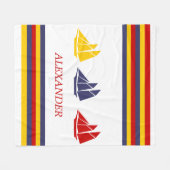 Zeilboten met blauwe rode rode zwarte Zeekreep Str Fleece Deken (Voorkant (Horizontaal))