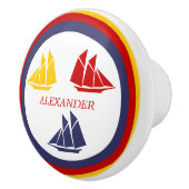 Zeilboten met blauwe rode rode zwarte Zeekreep Str Keramische Knop (Rechts)