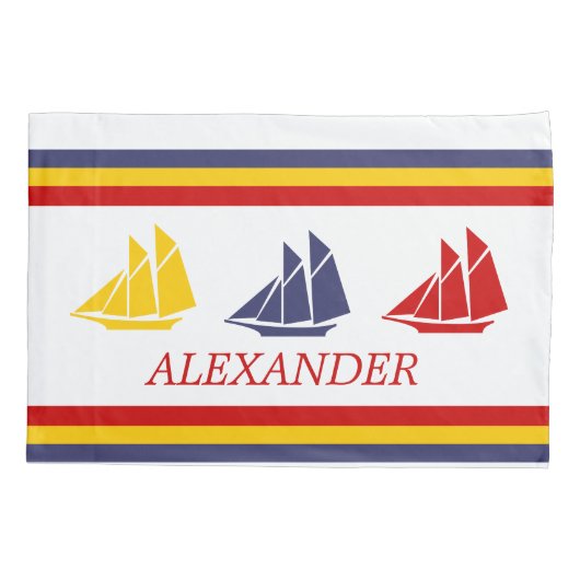 Zeilboten met blauwe rode rode zwarte Zeekreep Str Kussensloop (Achterkant)