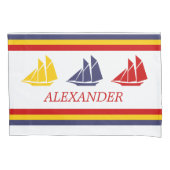 Zeilboten met blauwe rode rode zwarte Zeekreep Str Kussensloop (Voorkant)