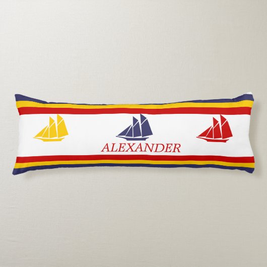 Zeilboten met blauwe rode rode zwarte Zeekreep Str Lichaamskussen (Voorkant)