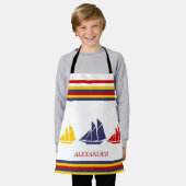 Zeilboten met blauwe rode rode zwarte Zeekreep Str Schort (Gedragen)