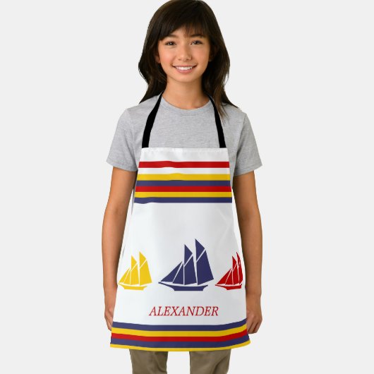 Zeilboten met blauwe rode rode zwarte Zeekreep Str Schort (Insitu)