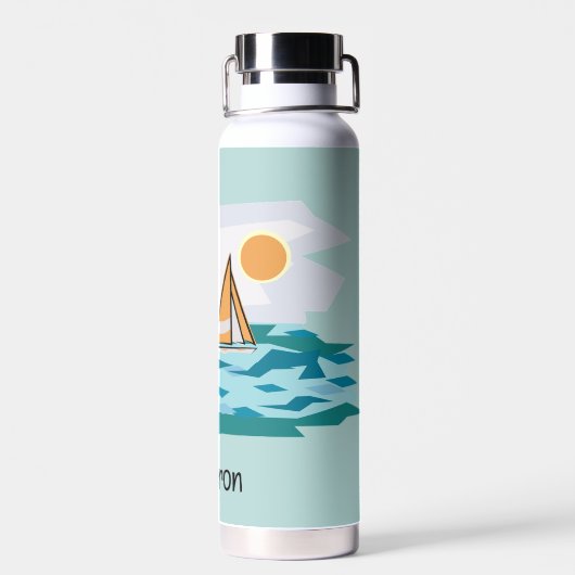 zeilboten met kopervacuüm waterfles (Achterkant)