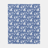 Zeilboten Nautical Blue Fleece Deken (Voorkant)