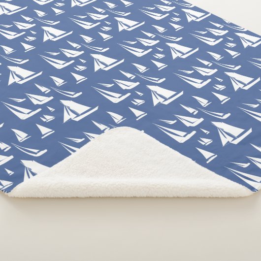 Zeilboten Nautical Blue Sherpa Deken (3/4)