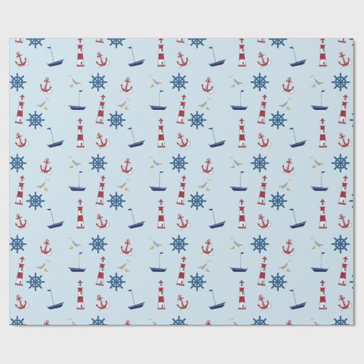 Zeilboten Nautical Lighthouse Sailing Boats Ocean Cadeaupapier (Vlak)