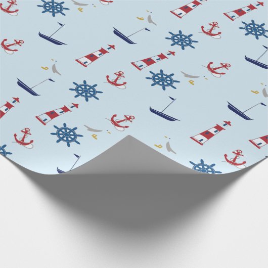 Zeilboten Nautical Lighthouse Sailing Boats Ocean Cadeaupapier (Hoek)