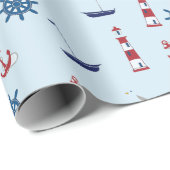 Zeilboten Nautical Lighthouse Sailing Boats Ocean Cadeaupapier (Rol Hoek)