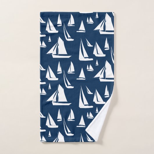 Zeilboten Nautical Navy Blue Bad Handdoek (Handdoek)