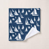 Zeilboten Nautical Navy Blue Bad Handdoek (Wasdoekje)