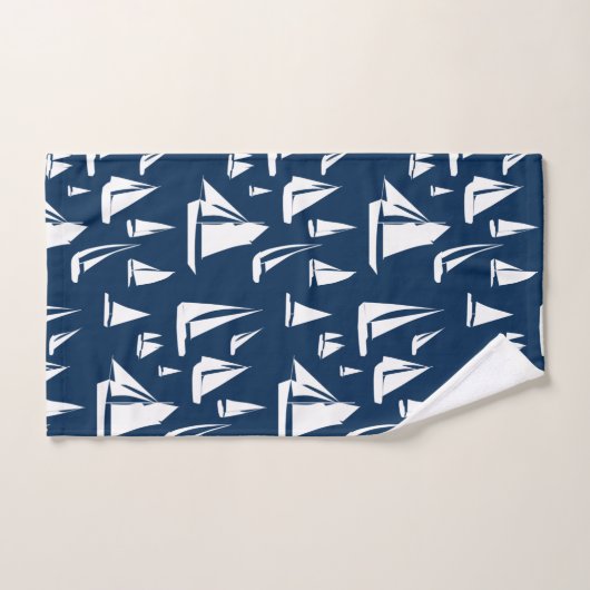 Zeilboten Nautical Navy Blue Bad Handdoek (Handdoek)