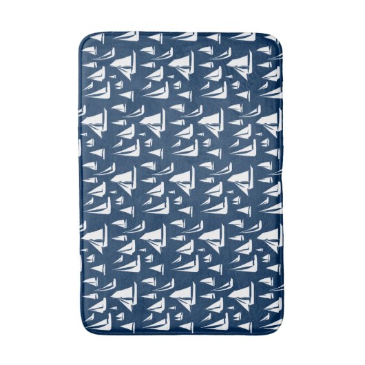 Zeilboten Nautical Navy Blue Badmat (Voorkant Verticaal)