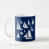 Zeilboten Nautical Navy Blue Custom Koffiemok (Links)