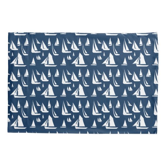 Zeilboten Nautical Navy Blue Kussensloop (Achterkant)