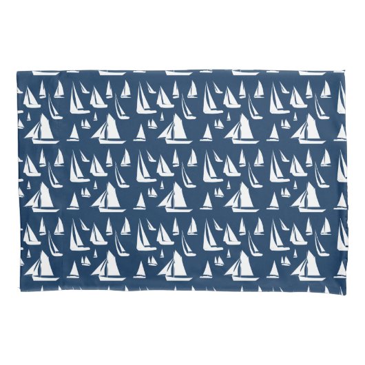 Zeilboten Nautical Navy Blue Kussensloop (Voorkant)