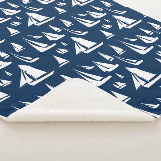 Zeilboten Nautical Navy Blue Sherpa Deken (3/4)