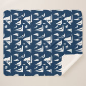 Zeilboten Nautical Navy Blue Sherpa Deken (Voorkant (horizontaal))