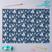 Zeilboten Nautical Navy Blue Tissuepapier (Craft)
