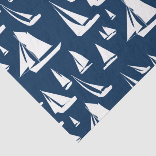 Zeilboten Nautical Navy Blue Tissuepapier (Detail)