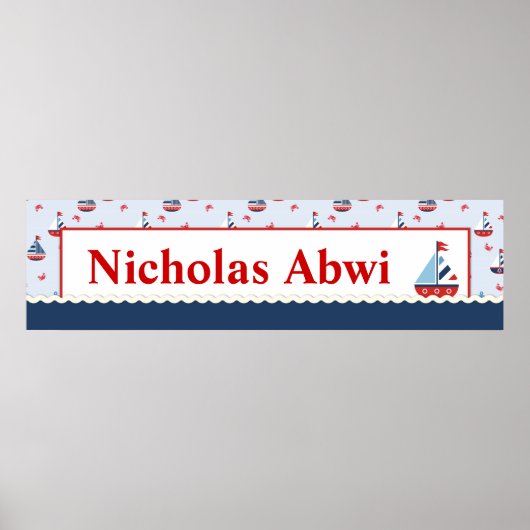 Zeilboten Nautisch Baby shower Poster (Voorkant)