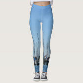 Zeilboten Nautisch Kust Blauw Leggings (Voorkant)