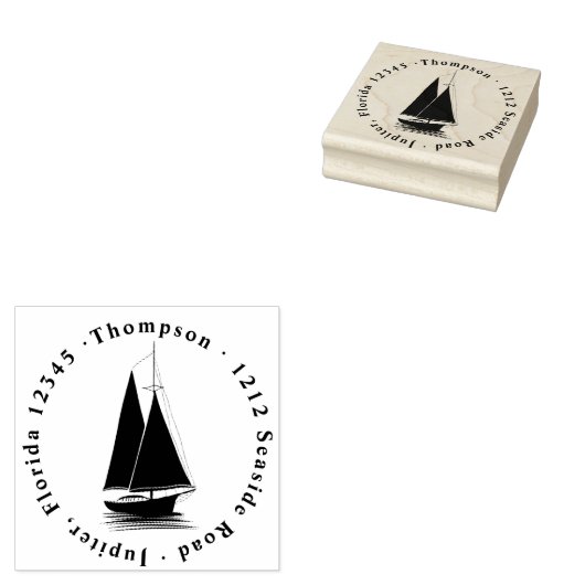 Zeilboten Nautische familienaam met adres Rubberstempel (Gestempeld)