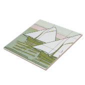 zeilboten Nautische Pastel Art Keramische Tegel Tegeltje (Zijkant)