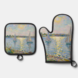 Zeilboten New England Zomer Ovenwant & Pannenlap Set