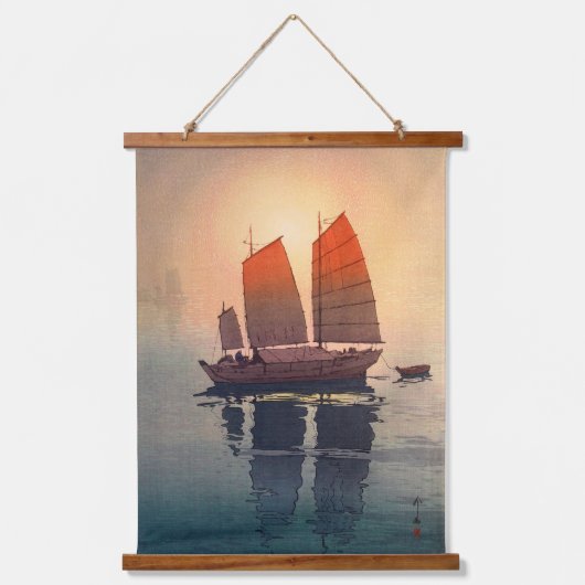 Zeilboten ochtend, Hiroshi Yoshida Hangend Wandkleed (Voorkant)