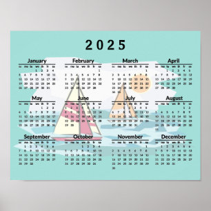 Zeilboten Ontwerp 2025 Kalender Poster