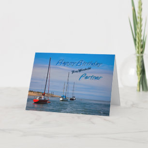 Zeilboten op ankerverjaardag voor partner kaart