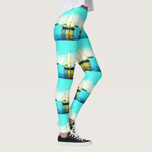 zeilboten op blauw leggings (Rechts)