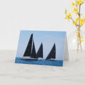 Zeilboten op blauw water kaart (Gele Bloem)