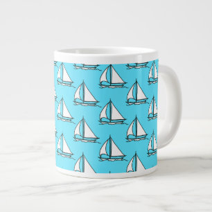 Zeilboten op blauw Zee Grote Koffiekop