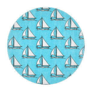 Zeilboten op blauw Zee Snijplank
