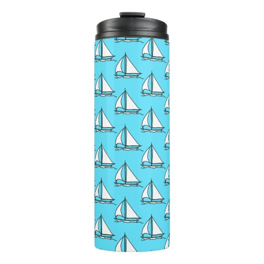 Zeilboten op blauw Zee Thermosbeker (Voorkant)