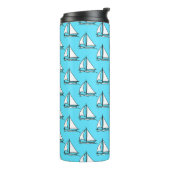 Zeilboten op blauw Zee Thermosbeker (Gedraaid links)