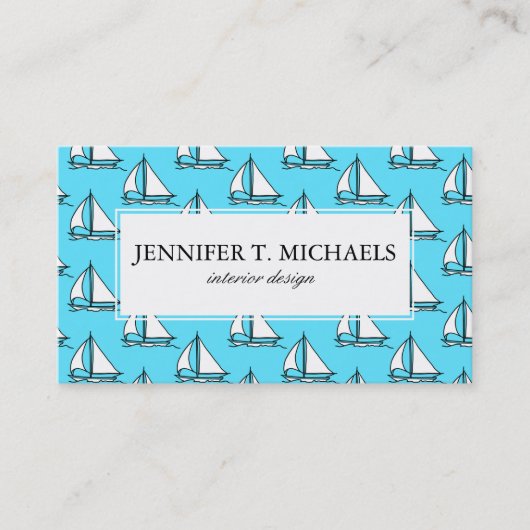 Zeilboten op blauw Zee Visitekaartje (Voorkant)