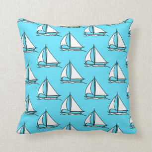 Zeilboten Op Blauwe Zee Patroon Kussen