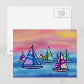 Zeilboten op de Briefkaarten (Voorkant / Achterkant)