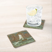 Zeilboten op de oceaan met een  traditie kartonnen onderzetters (Insitu)