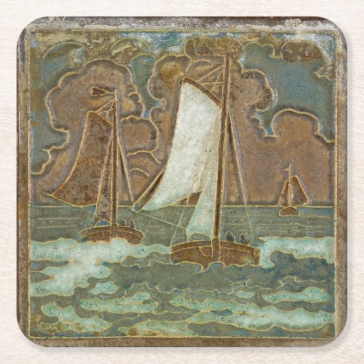 Zeilboten op de oceaan met een  traditie kartonnen onderzetters (Voorkant)