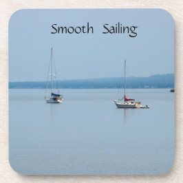 Zeilboten op de rivier bier onderzetter