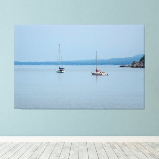 Zeilboten op de rivier canvas afdruk (Insitu (Houten vloer))