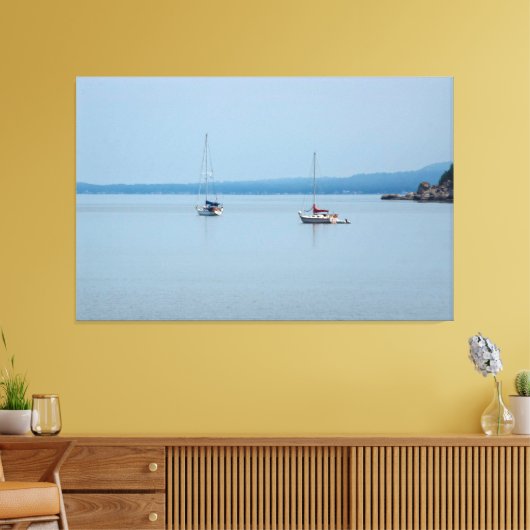 Zeilboten op de rivier canvas afdruk (Insitu (Woonkamer))