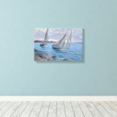 Zeilboten op de rivier canvas afdruk (Insitu (Houten vloer))